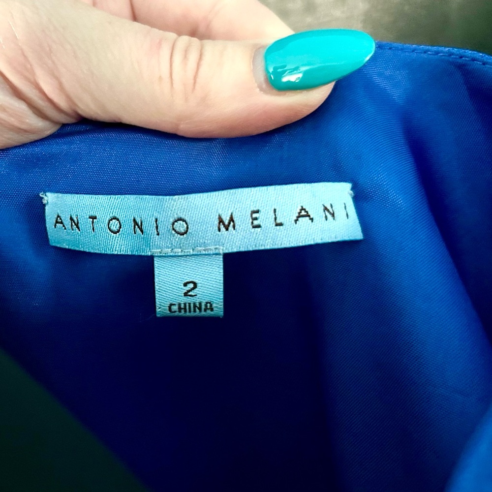 Antonio Melani Silk & Linen Blue Dress, Size 2 - Picture 7 of 7